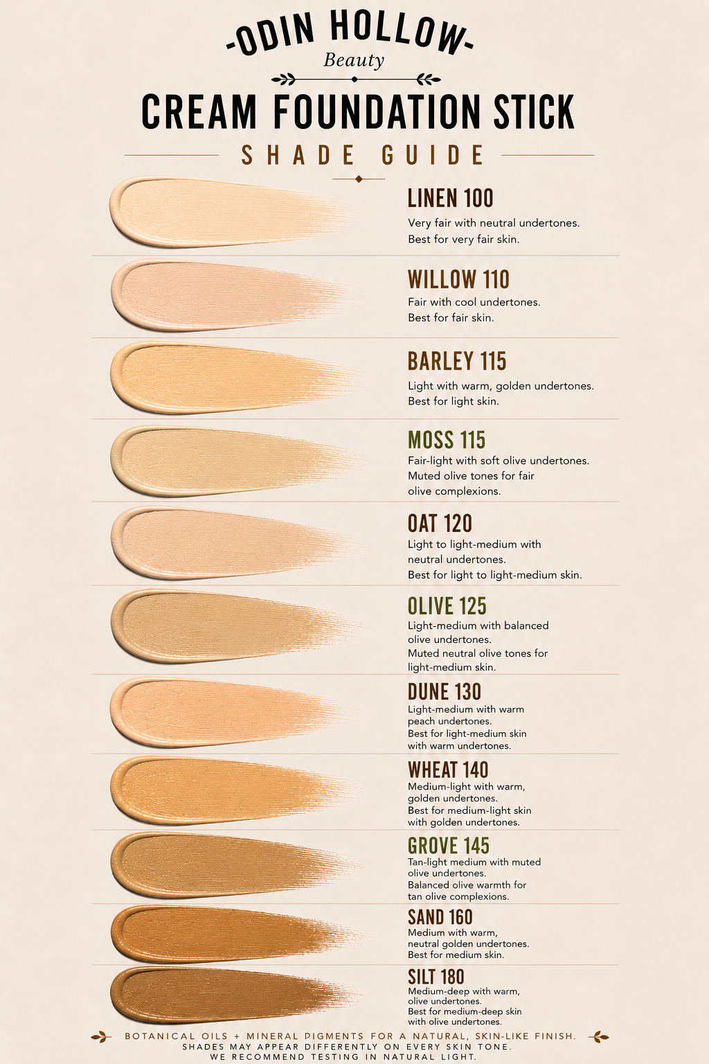 Cream Foundation Stick | Grove 145 (Dark Olive) | Botanical + Mineral Makeup