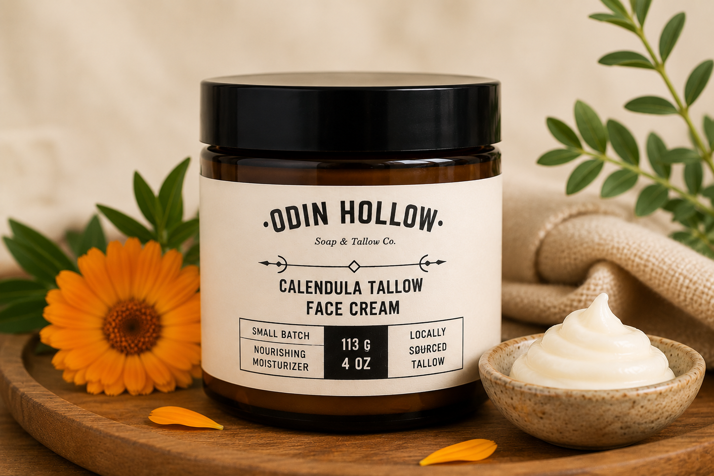 Calendula Grass-Fed Tallow Face Cream | Natural Moisturizer for Dry Skin