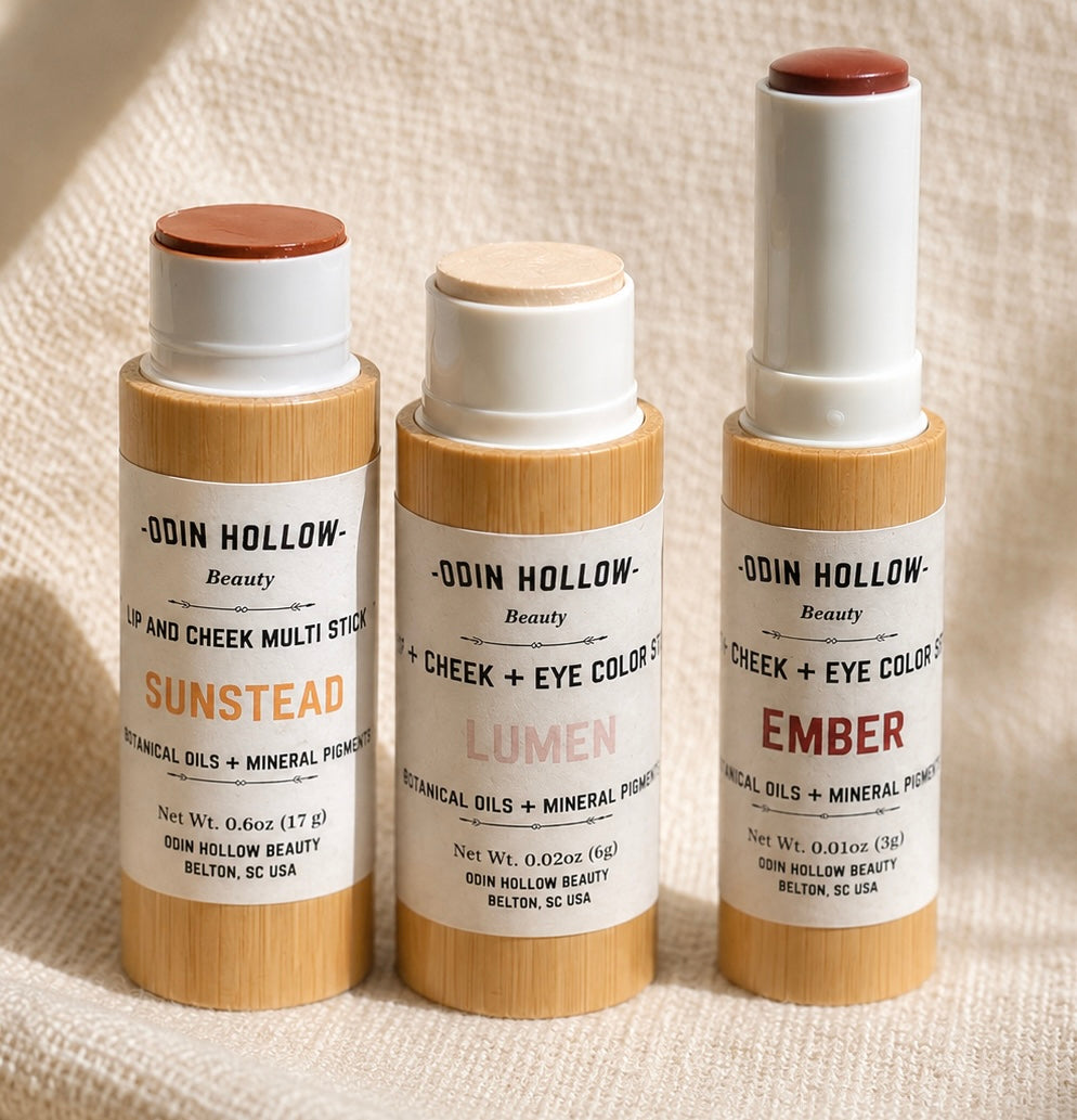 Natural Cream Makeup Trio | Multi Stick + Bronzer + Highlighter Set