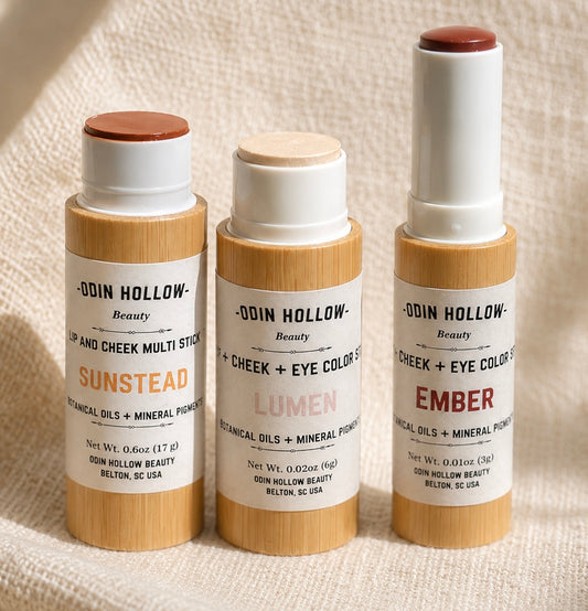 Natural Cream Makeup Trio | Multi Stick + Bronzer + Highlighter Set