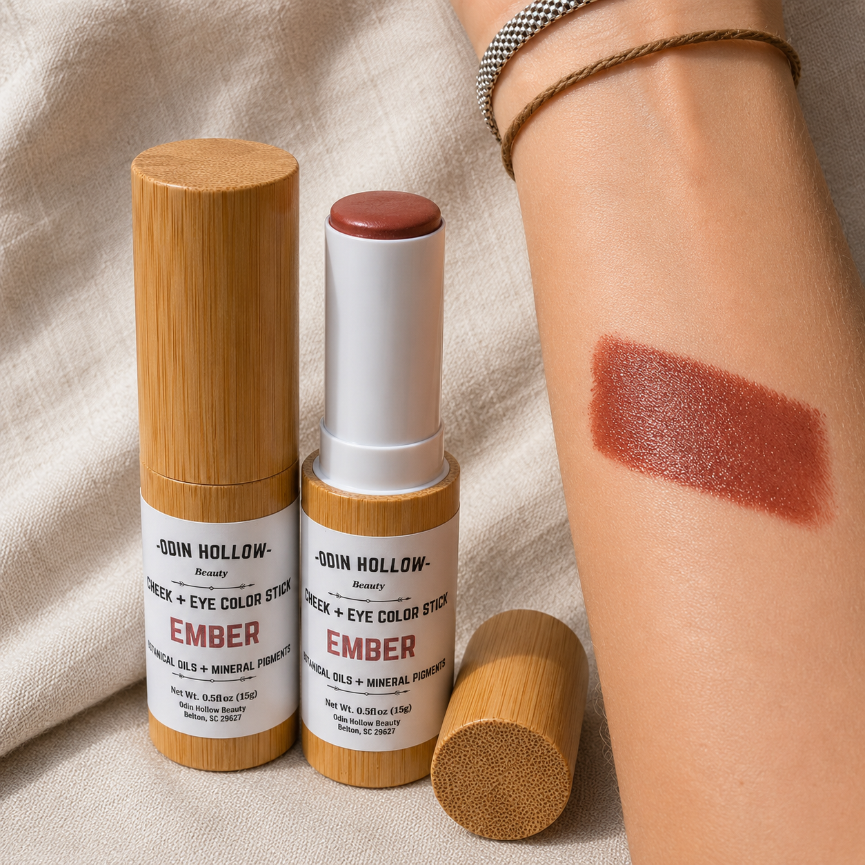 Lip + Cheek Multi Stick – EMBER | Deep Warm Rose Brown Cream Blush, Lip Tint & Eye Color | Botanical Oils + Mineral Pigments