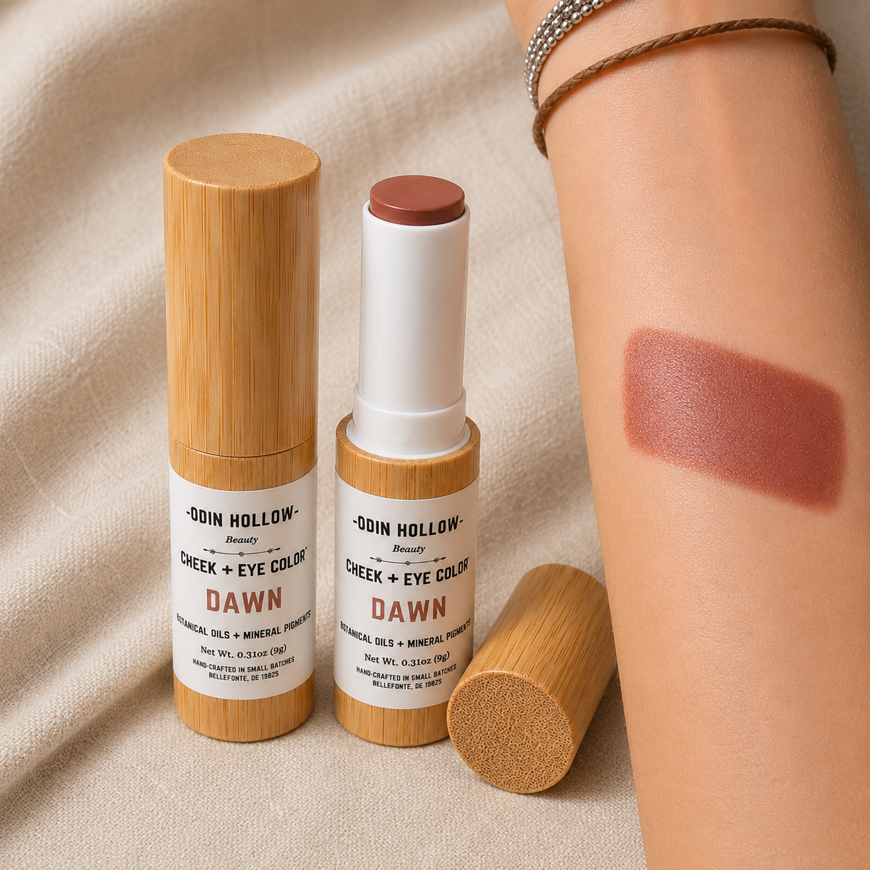 Lip + Cheek Multi Stick –Dawn|Soft Rosy Nude Cream Blush, Lip Tint & Eye Color | Botanical Oils + Mineral Pigments