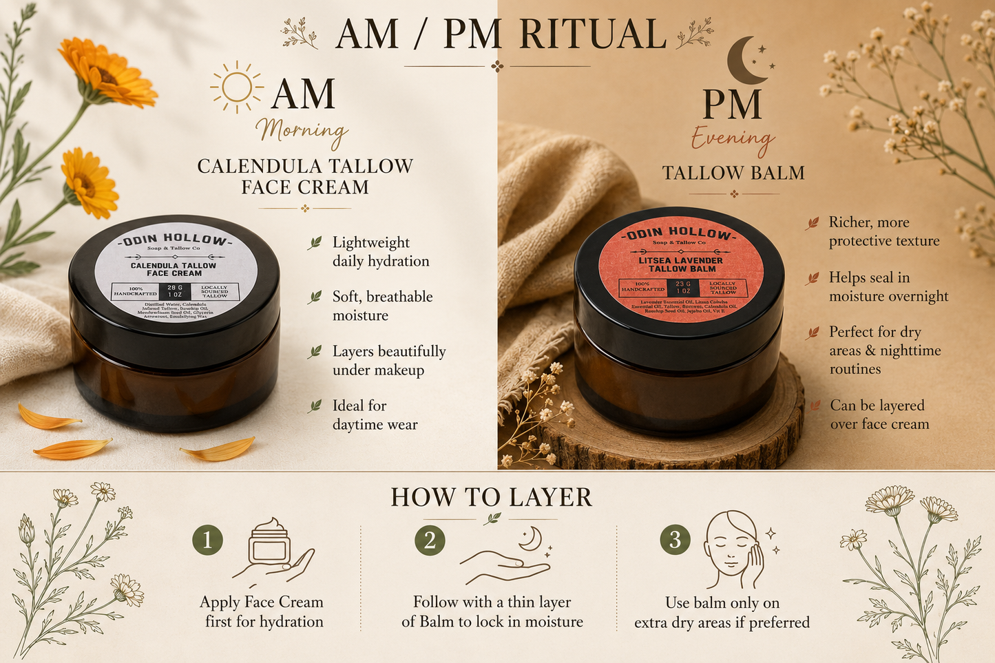 Duo Calendula Face Cream & Litsea Lavender Balm Trial Set
