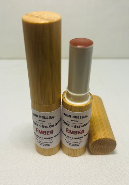 Lip + Cheek Multi Stick – EMBER | Deep Warm Rose Brown Cream Blush, Lip Tint & Eye Color | Botanical Oils + Mineral Pigments