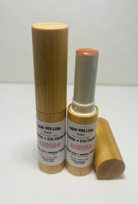 Lip + Cheek Multi Stick – AURORA | Warm Peach Cream Blush, Lip Tint & Eye Color | Botanical Oils + Mineral Pigments