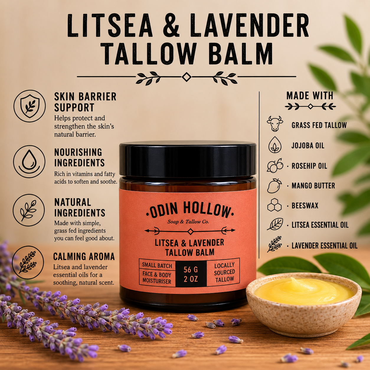 Litsea & Lavender Tallow Balm